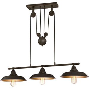 Hanglamp voor binnen , geolied brons , 3 lampen , eettafel lamp , woonkamer , vintage , industrieel