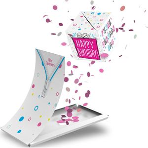 Boemby - Exploderende Confettikubus Wenskaart - Explosion Box - Verjaardagskaart - kaart met Confetti - Happy Birthday - Confetti kaart - Unieke wenskaarten - #1