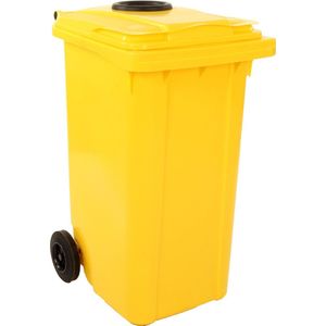 Afvalcontainer 240 liter geel met glasrozet