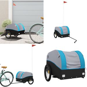 vidaXL Fietstrailer 30 kg ijzer zwart en blauw - Fietstrailer - Fietstrailers - Fiets Trailer - Fiets Transportkar