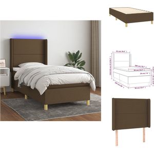 vidaXL Boxspring Bed - Taupe - 203 x 93 x 118/128 cm - verstelbaar hoofdbord - LED-verlichting - pocketvering matras - huidvriendelijk topmatras - Bed