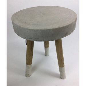 Kruk beton met houten poten Grijs D 35 cm H 45 cm