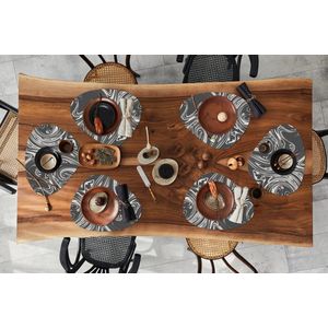 Placemat organisch - Placemats organic - Onderleggers - Marmer print - Grijs - Patronen - 6 stuks