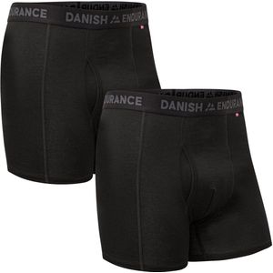 DANISH ENDURANCE Merinowol Boxers, Geurbestendige, Zweetafvoerende Onderbroek, Met of Zonder Gulp, 2 Pack, Zwart, 3XL