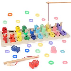 Houten magnetisch visspel - cijferspel Montessori speelgoed - educatief speelgoed - geschenken, hengelspel, motorische vaardigheden kleuterschool sensorisch visspel 3 jaar en ouder verjaardagscadeau
