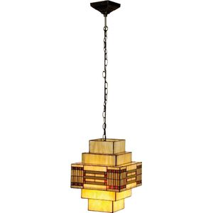 LumiLamp Hanglamp Tiffany 30x30x144 cm Geel Metaal Glas Hanglamp Eettafel