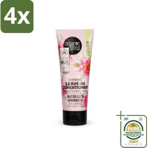 Organic Shop - Shining Leave-In Conditioner Water Lily & Amaranth - 75 ml - Voordeelverpakking - 4 stuks - Glans - Amaranth