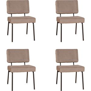 Bronx71® Velvet eetkamerstoel Espen taupe - Eetkamerstoelen set van 4