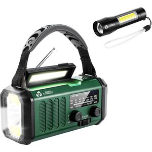 Noodradio - Solar Opwindbaar - 10.000mAh - Noodpakket - Powerbank Zonneenergie - Draagbare Radio - Zaklamp - Opwindbaar