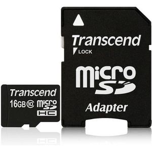 Transcend MicroSDHC 16GB - Inclusief Adapter