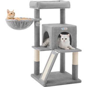 ACAZA Krabpaal - Krabpaal voor Grote Katten - Kattenboom met Hangmat - Kattenpaal - 96 cm - Lichtgrijs