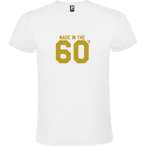 Wit T shirt met print van "" Made in the 60's / gemaakt in de jaren 60 "" print Goud size XS