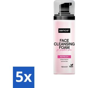 5 x Sence - Gevoelige Huid - Gezichtsreiniger - Foam - 150 ml - Kalmerende Reiniger - Vegan Reiniger - Make-up Remover