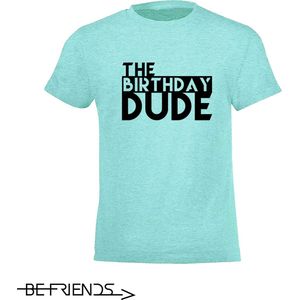 Be Friends T-Shirt - Birthday dude - Heren - Mint groen - Maat S