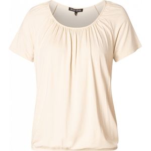 Base Level Basic T-shirt Yona met Plooien Beige