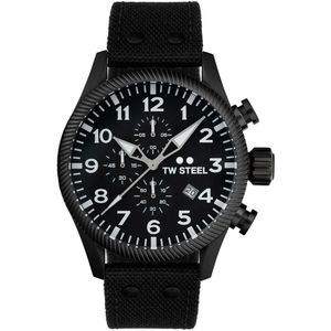 TW Steel TWVS113 Volante Steel Chrono Zwart Canvas 48mm