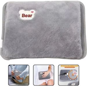 Elektrische Warmwaterkruik - Warmwaterzak met zachte hoes - Herbruikbare Hot Water Fles - EU Plug - Oplaadbare Warme Hand Pocket - Grijs