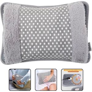 Elektrische Warmwaterkruik - Warmwaterzak met zachte hoes - Herbruikbare Hot Water Fles - EU Plug - Oplaadbare Warme Hand Pocket - Grijs