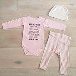 pyjama Baby pakje cadeau geboorte meisje jongen set met tekst aanstaande zwanger kledingset pasgeboren unisex  romper lange mouw wit en broekje| Huispakje | Kraamkado | Gift Set babyset kraamcadeau babygeschenkset