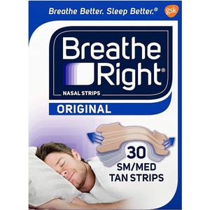 Breathe Right Anti Snurk Neusstrips - Neusspreider - Neuspleisters - Normale Huid - Small / Medium30 stuks - Beige - Goede Nachtrust - Huidvriendelijk - Ideaal bij Verkoudheid en Allergieën