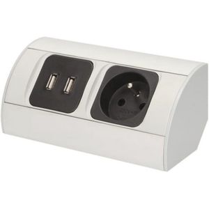 Hoekstopcontact met USB-opladers voor keuken en kantoor - 3680W, 16A, grijs