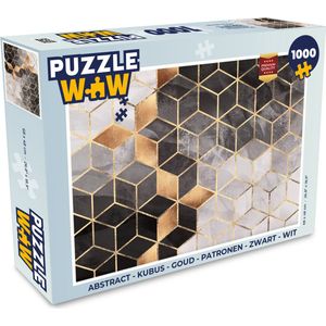 Puzzel Abstract - Kubus - Goud - Patronen - Zwart - Wit - Legpuzzel - Puzzel 1000 stukjes volwassenen