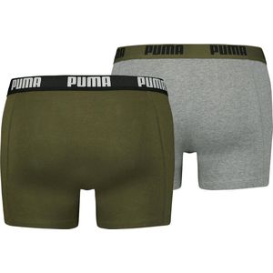 Puma - Basic Boxer 2P - Boxers 2-Pack - S - Groen/Grijs