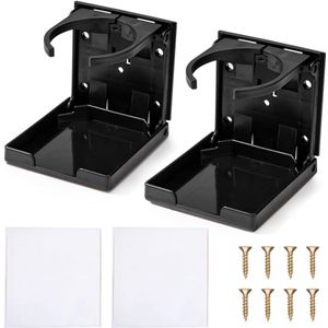 Ibenzoa® Verstelbare bekerhouder, opvouwbare flessenhouder, 2 stuks, zwart