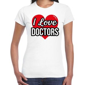 I love doctors verkleed t-shirt wit - dames - Verkleed outfit / kleding L