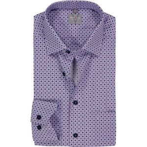 MARVELIS - Comfort Fit - Overhemd - Paars Dessin - Strijkvrij - Boordmaat 44