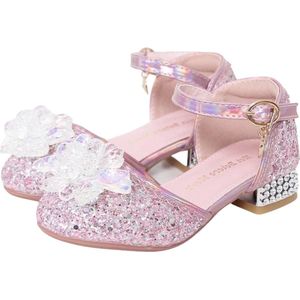 Prinsessen schoenen + Juwelenset + Kroon (Tiara) - Oorbellen meisje - ring - armband - Roze - maat 26 - cadeau meisje - prinsessen schoenen plastic - verkleedschoenen prinses - prinsessen schoenen speelgoed - hakschoenen meisje