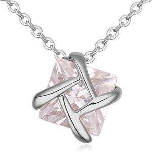 Fate Jewellery Ketting FJ434 - Abstract - 45cm + 5cm - Witverguld met zirkonia kristal