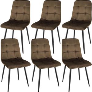 Set van 6 comfortabele eetkamerstoelen met hoge rugleuning - Elegant fluwelen design voor woon- en eetruimtes