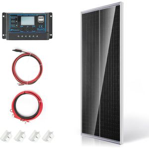 Zonnepaneel 100 W 12 V - Monokristallijn Off-Grid Set met Laadregelaar en Accessoires