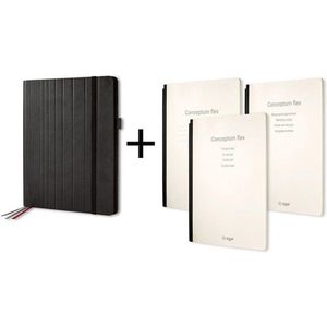 Sigel business organiser - Conceptum Flex - A5 - kunstleer - zwart - gevuld met schrift lijn - to-do-list schrift - gespreksnotitieschrift - SI-CF133