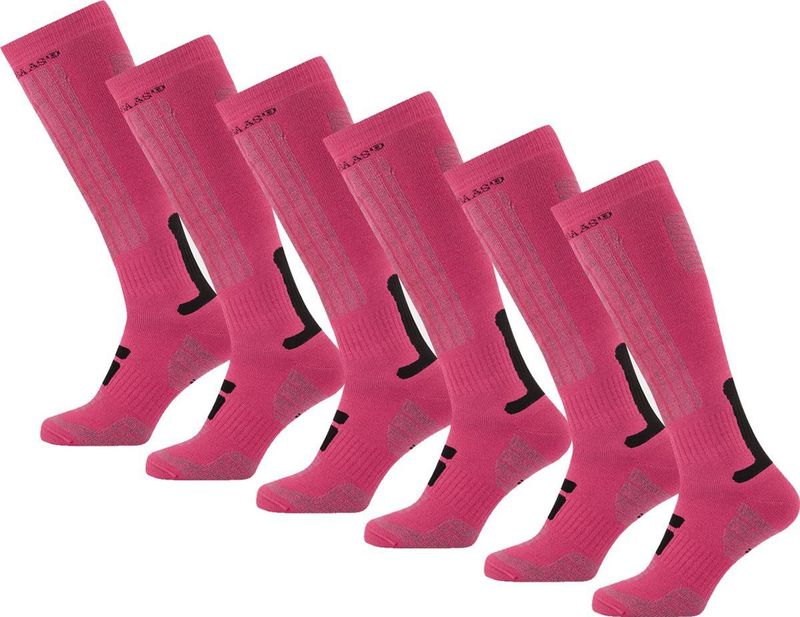 Poederbaas Skisokken - Pink - 6 paar roze skikousen - Maat 39/42