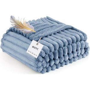 BOTC Luxe Fleece deken - Plaid - Super Zacht, Warm en Donzig - Cadeau - 200x230cm - Blauw