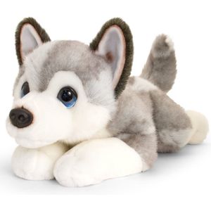 Keel Toys Grote Pluche Husky Grijs/Wit Honden Knuffel 47 cm - Honden Knuffeldieren