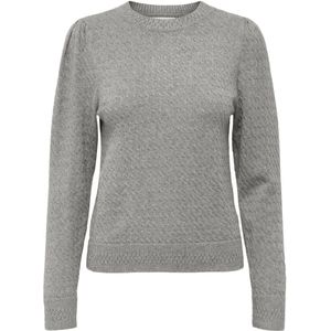 ONLY ONLKATIA LS PUFF O-NECK CC KNT Dames Trui - Medium Grey Melange
