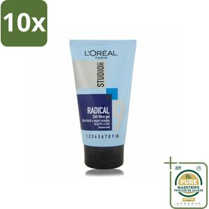 10 x L'Oréal Studio Line Special FX Radical Gel 150 ml - Grootverpakking - Extreme Fixatie - Langdurige Hold - Super Sterke Gel - Hanenkam - Spikes