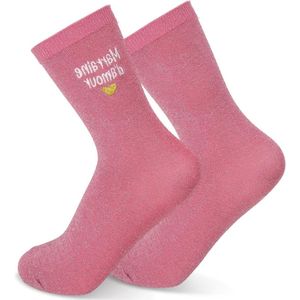 Katoenen Damessokken in Roze en Blauw, Maat 36-42 - Doop Communie Verjaardag Kerst