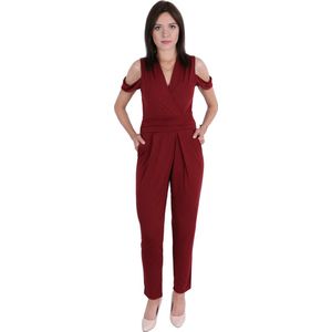 John Zack Bordeaux jumpsuit met blote schouders