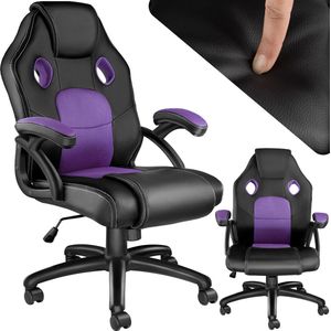 tectake® - bureaustoel gamingchair - luxe burostoel kantoorstoel - racingstoel burostoel gamestoel Mike - zwart/paars