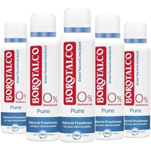 Borotalco Deo Spray - Pure Natural Freshness 0% - 5 x 150 ml