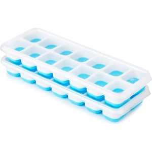 NORDIVAR® - Premium Siliconen IJsblokjesvormen met Deksel, Set van 2, Ruimtebesparend & Stapelbaar, LFGB-gecertificeerd en BPA-vrij
