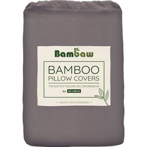 Bambaw - Bamboe Kussenslopen - Donkergrijs - Hypoallergeen - 2 Stuks