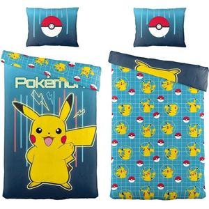 Pokemon Dekbedovertrek 140 x 200 cm met kussensloop 60 x 70 cm 70% polyester en 30% katoen Dubbelzijdig.