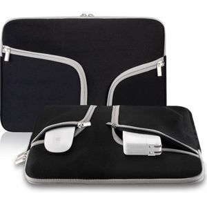 Laptop Sleeve met Rits - 13 inch t/m 14 inch - Laptoptas - Laptophoes - Laptopsleeve - Tablethoes - Zwart