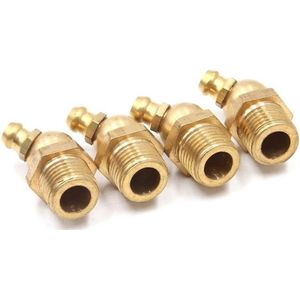 4 Stuks M12 x 1,25 Schroefdraad 45 Graden Smeerhoek Messing Fopspeen voor Auto's