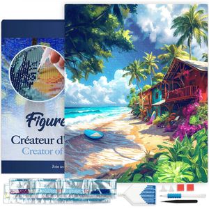 Figured'Art Diamond Painting set Volwassenen 40x50 cm met lijst Surf dorp - 5D DIY Art full drill vierkante diamant - Canvas al ingelijst